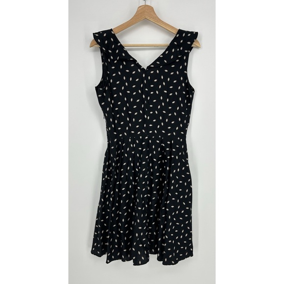 Promod Black Cream Print Cotton Fit and Flare Dress - Picture 2 of 4